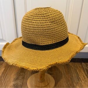 Target tan straw brimmed hat black trim